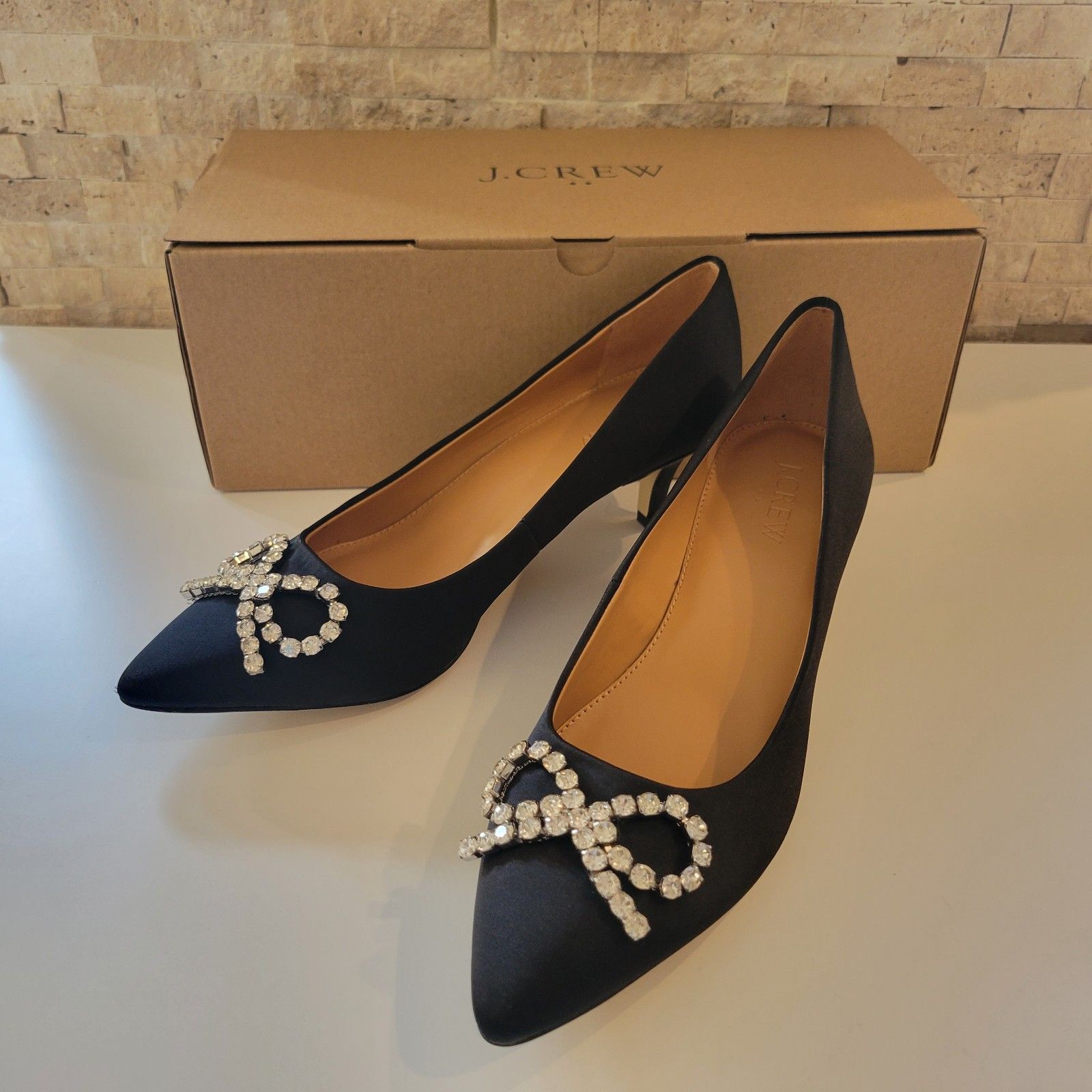 J. Crew Crystal Bow- Kitten Heels